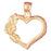 14k Yellow Gold Heart with Rose Charm