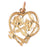 14k Yellow Gold Heart with Rose Charm