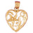 14k Yellow Gold Heart with Rose Charm