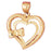 14k Yellow Gold Heart with Bow Charm