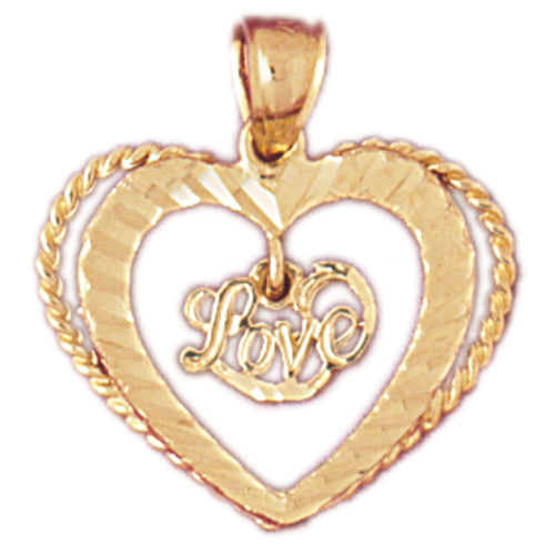 14k Yellow Gold Love Heart Charm