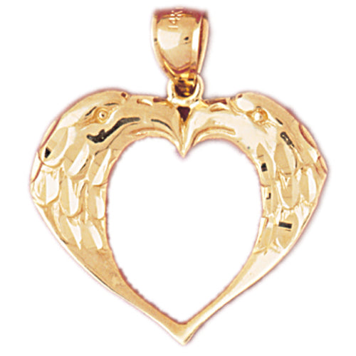 14k Yellow Gold Eagle Heart Charm