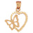 14k Yellow Gold Heart with Butterfly Charm