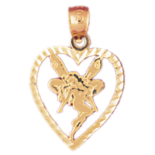 14k Yellow Gold Heart with Fairy Charm