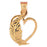 14k Yellow Gold Heart with Moon Charm