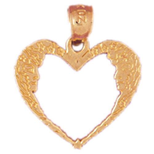 14k Yellow Gold Moon Heart Charm