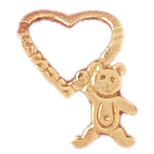 14k Yellow Gold Heart with Teddy Bear Charm