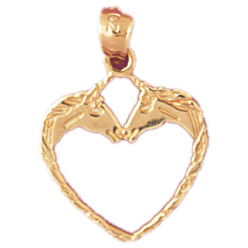 14k Yellow Gold Horse Heart Charm
