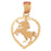 14k Yellow Gold Heart with Unicorn Charm