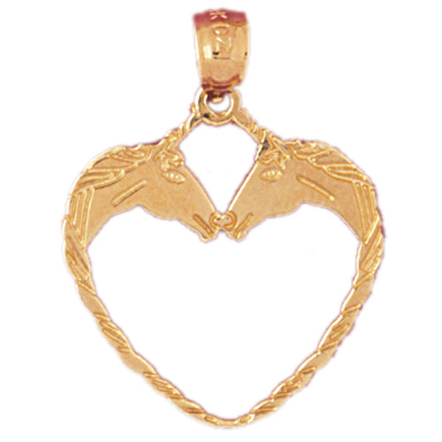 14k Yellow Gold Unicorn Heart Charm