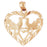 14k Yellow Gold Heart with Lovebirds Charm