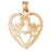 14k Yellow Gold Heart with Lovebirds Charm