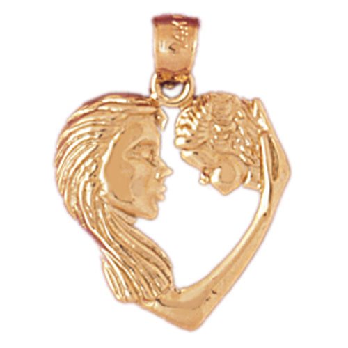 14k Yellow Gold Mother and Child Heart Charm