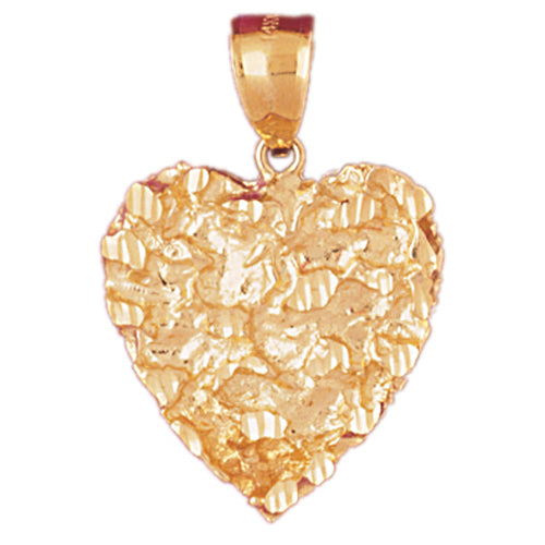 14k Yellow Gold Nugget Heart Charm