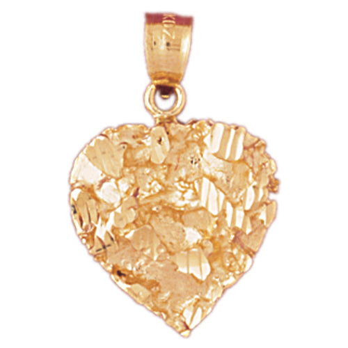 14k Yellow Gold Nugget Heart Charm