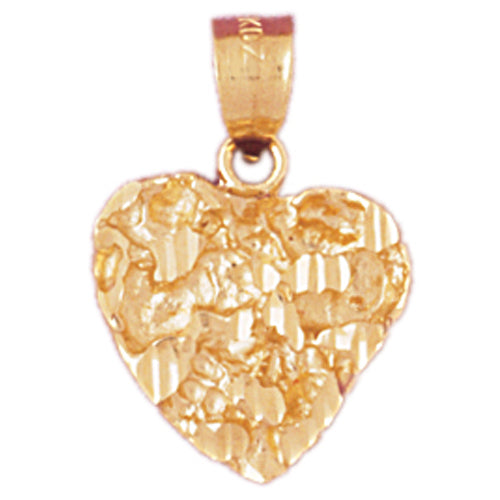 14k Yellow Gold Nugget Heart Charm