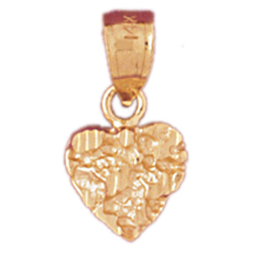 14k Yellow Gold Nugget Heart Charm