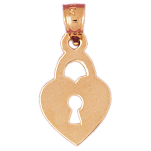 14k Yellow Gold Heart Lock Charm