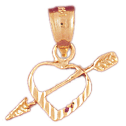 14k Yellow Gold Heart and Arrow Charm