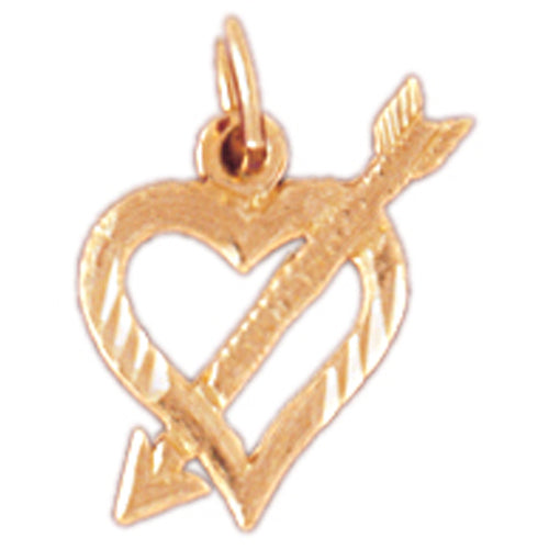 14k Yellow Gold Heart and Arrow Charm