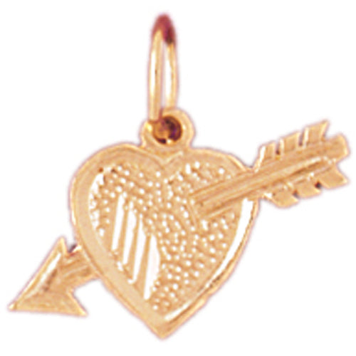 14k Yellow Gold Heart with Arrow Charm