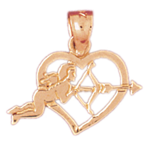 14k Yellow Gold Heart with Cupid Charm