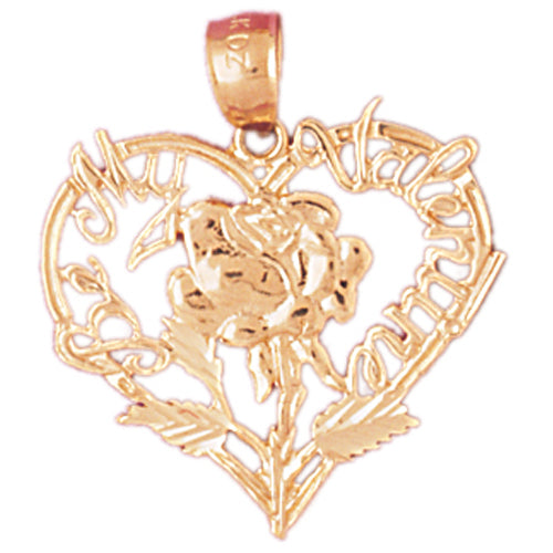 14k Yellow Gold Valentine Heart with Cupid Charm