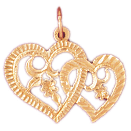 14k Yellow Gold Two Hearts Charm