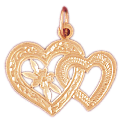 14k Yellow Gold Two Hearts Charm