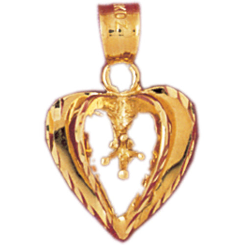 14k Yellow Gold Heart with Mounting Charm