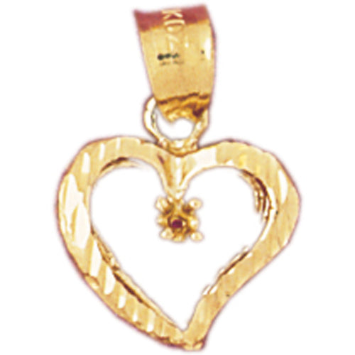 14k Yellow Gold Heart with Mounting Charm