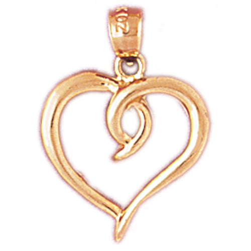 14k Yellow Gold Floating Heart Charm