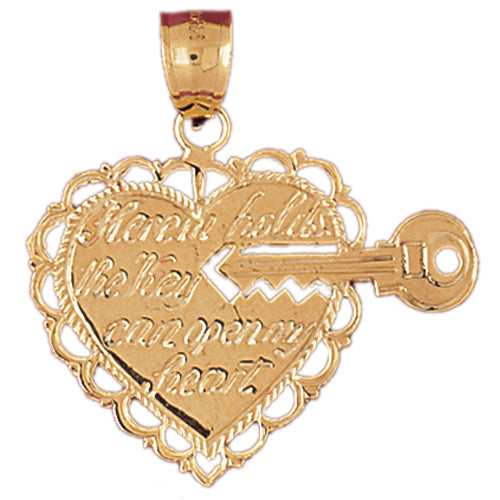 14k Yellow Gold Heart with Break off Key Charm
