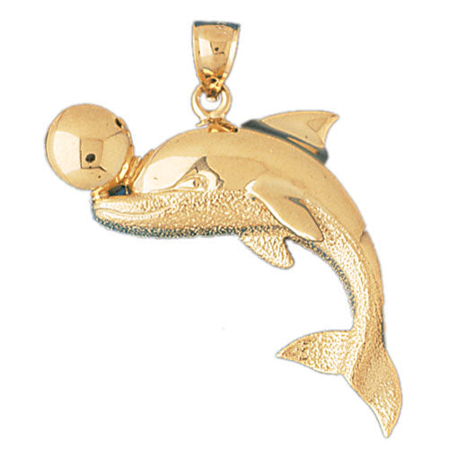 14k Yellow Gold Dolphins Charm