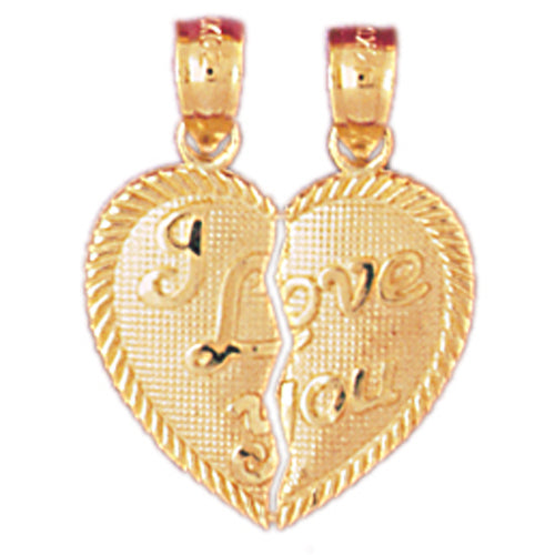 14k Yellow Gold I Love You Breakable Heart Charm