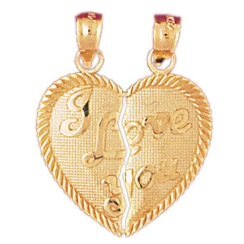 14k Yellow Gold I Love You Breakable Heart Charm