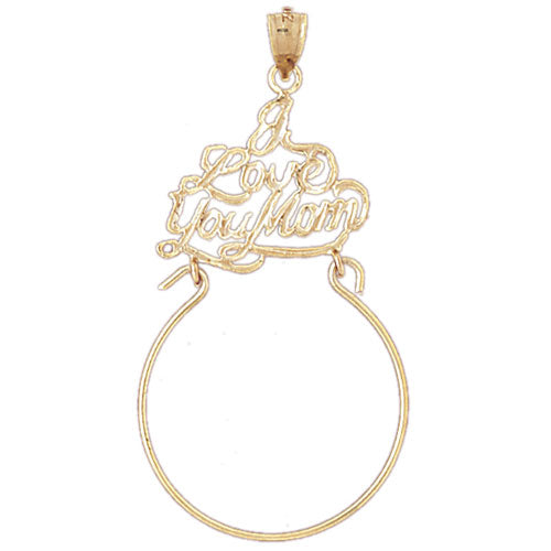 14k Yellow Gold I Love You Mom Charm Holder Charm