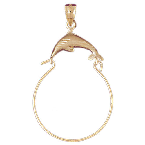 14k Yellow Gold Dolphin Charm Holder Charm