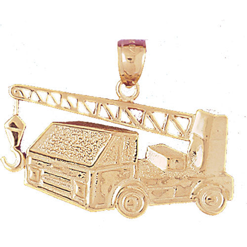 14k Yellow Gold Cement Truck Charm