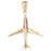 14k Yellow Gold 3-D Airplane Charm