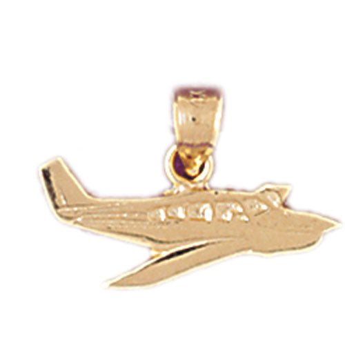 14k Yellow Gold Airplane Charm