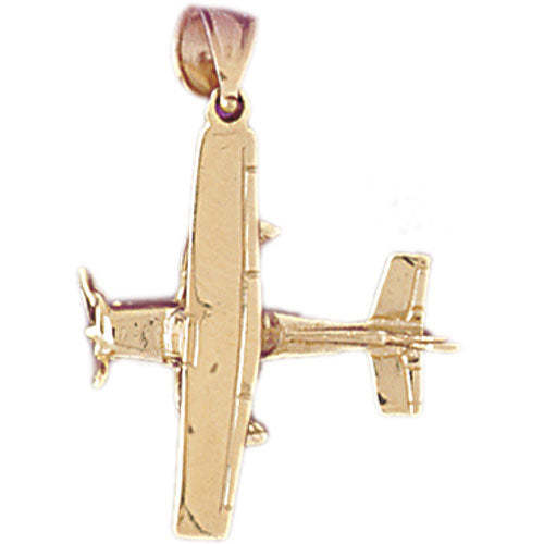 14k Yellow Gold 3-D Airplane Charm