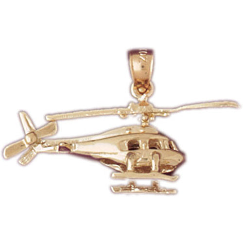 14k Yellow Gold 3-D Helicopter Charm