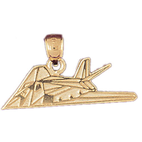 14k Yellow Gold Military Jet Fighter Charm