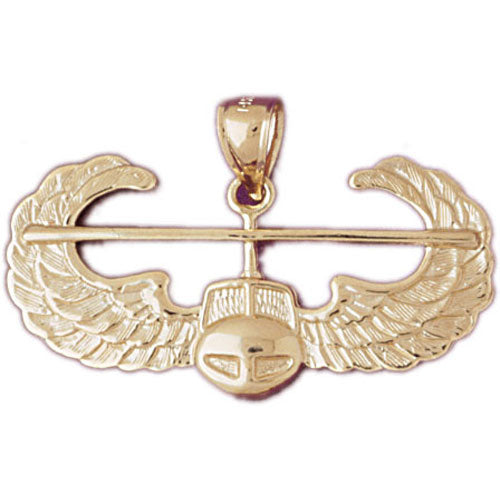 14k Yellow Gold Air Force Pilot Wing Charm