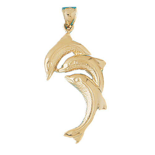 14k Yellow Gold Dolphins Charm