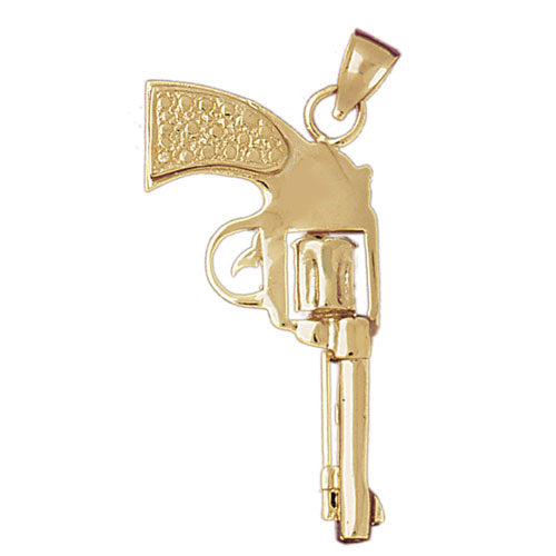 14k Yellow Gold 3-D Revolver Gun Charm
