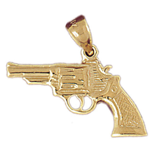 14k Yellow Gold Revolver Gun Charm