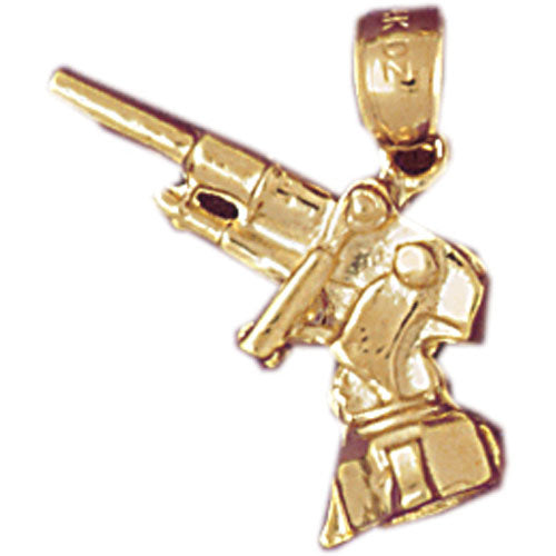 14k Yellow Gold 3-D Anti Aircraft Gun Charm