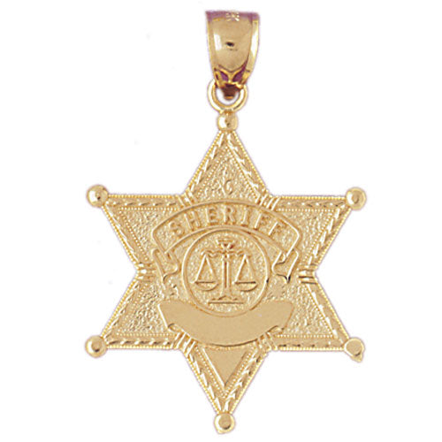 14k Yellow Gold Sheriff's Badge Charm
